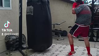 500 Pound Punching Bag Workout Part 59. Testing Out My New Muay Thai Shorts!