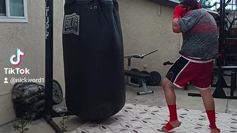 500 Pound Punching Bag Workout Part 59. Testing Out My New Muay Thai Shorts!