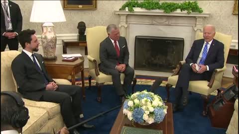 President Biden and Jordan's King Abdullah II hold a bilateral meeting in the Oval Office.