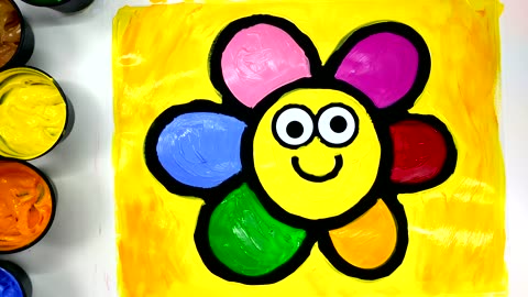 Painting Cute Flower and Heart Painting Pages, Learn Painting and to Color for Baby