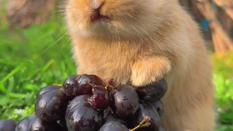 Rabbit Eating Black Grapes
