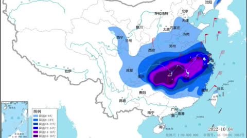 The temperature in the south drops to purple in the forecast map,