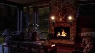 Cozy Ambience: Rain Sounds and Crackling Fire for Relaxation and Sleep