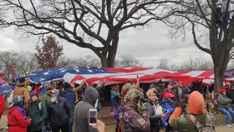 Patriots Walked Under Massive American Flag As It Was Carried to the Capitol on January 6