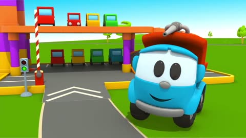 car cartoons full episode- leo the truck & street vehicles for kids: road repair machine