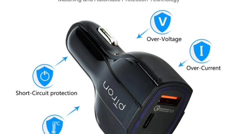 pTron Bullet Pro 36W PD (Type-C) Quick Charger, 3 Port Fast Charging Car Charger Adapter