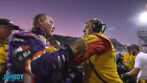 Joey Logano and Denny Hamlin exchange words and shoves, a breakdown