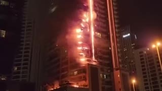 Lastest News : A skyscraper near the Burj Khalifa caught fire this morning in Dubai