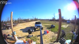 Niece Going Outside Goes for a Ride on the Door