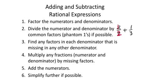 Adding and Subtracting Rational Expressions (MATH 1010 Unit 5 Lesson 2)