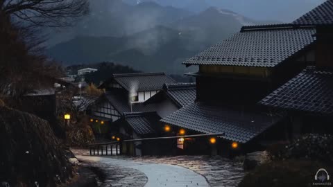 SAMURAI VILLAGE - 10 HOURS - HANS ZIMMER - JAPANESE MUSIC RAIN MEDITATION