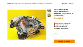 AEPSPIECES.COM - MOTEUR D'UNITÉ D'ENTRAÎNEMENT ARRIÈRE Tesla Model 3 1120990-00-F