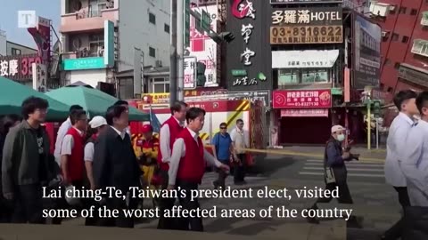 Taiwan earthquake_ moment building collapses as residents flee