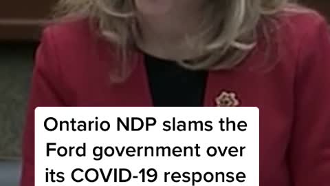 Ontario NDP slams the Ford government over its COVID-19 response