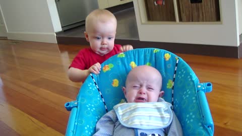 Baby's Priceless Reaction After Scaring Younger Cousin