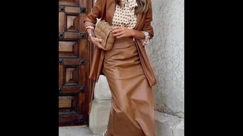 Attractive and stylish women's over 50-60 looking Attractive and Elegant in Leather outfits 2024