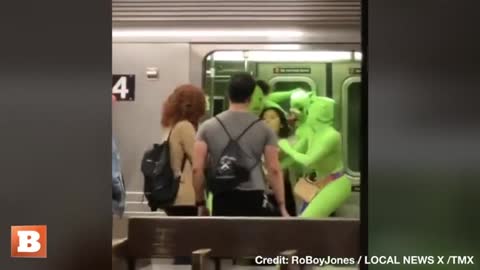 Women in Neon Green Leotards Attack, Rob NYC Subway Riders