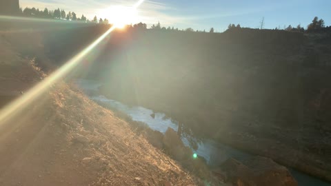 Climbing UP at Sunrise – Smith Rock State Park – Central Oregon – 4K