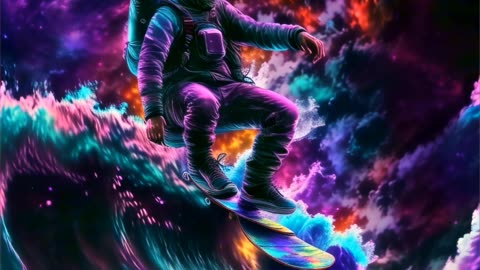 AI Generated Picture of an Astronaut Extreme Surfer riding colourful ocean 🌊 wave || follow