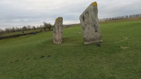 2 standing stones at Avebury. GoPro