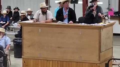 11 yr old auctioneers at Middlefield Ohio standardbred driving horse sale. May 28 2022