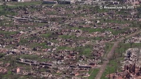 Drone video shows destruction in Bakhmut