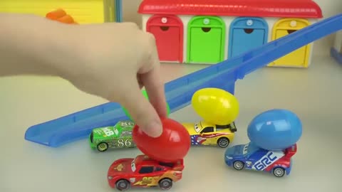 Car toys surprise, eggs surprise and Polly play for kid