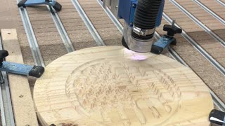 ASMR CNC Router Engraving Pine Wood