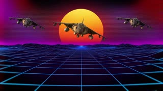 Simulation sunset and aircraft