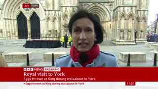 Eggs thrown at King Charles III in York - BBC News