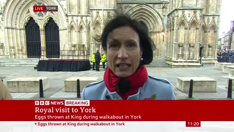 Eggs thrown at King Charles III in York - BBC News