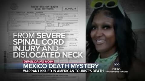 Warrant issued in American tourist's death l WNT