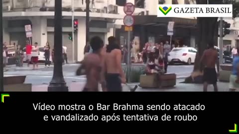 Vídeo mostra o Bar Brahma sendo atacado e vandalizado após tentativa de roubo
