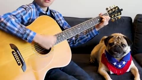 Chill Vibes and Country Tunes: Doug and His Guitar-Picking Buddy! 🎸🐕