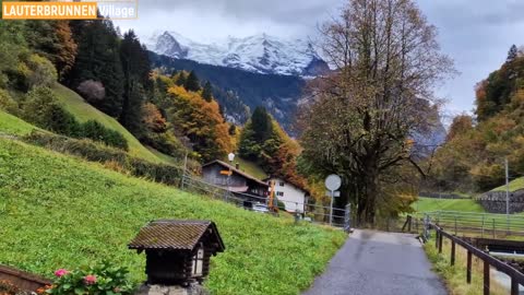 Walking around LAUTERBRUNNEN Village Switzerland