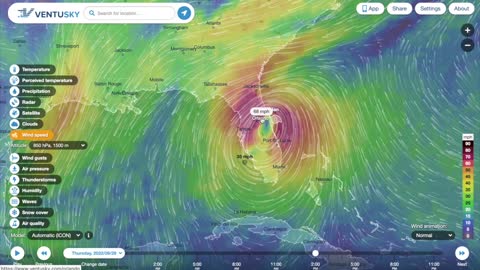 Hurricane Ian Projected Path & Wind Speeds from 9-28-22 to 10-1-22