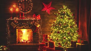 Instrumental Christmas Music with Crackling Fireplace - Cozy Christmas Ambience - Christmas 2023