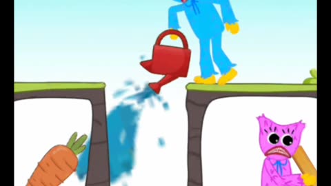 Huggy Weggy and Kissy Missy Run away 😂🤣. Blue and Red pink colours Huggy Weggy cartoon Animation.