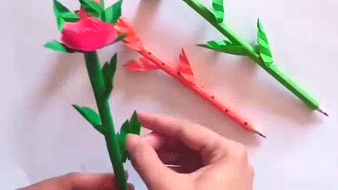 Paper pencil decoration idea / Rose paper pencil / DIY school supplies