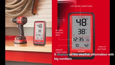 Craftsman Wireless Easy to Read Thermometer with Indoor-Overview