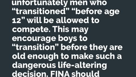 FINA bans most trans "women" from swimming competition