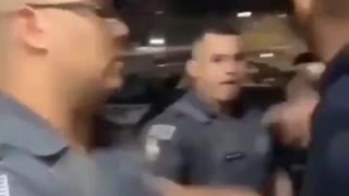 Brazilian Police Officer reminds unruly citizen this ain't America