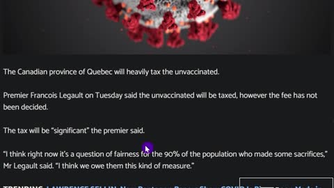 Quebec To Heavily Tax The Unjabbed