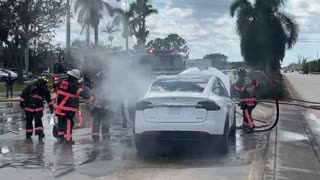 Hurricane damaged EV cars catch fire, smolder for days despite firefighters' efforts