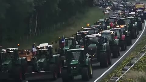 DUTCH FARMERS. Tractor convoy.