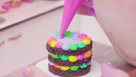 Perfect Miniature Chocolate Rainbow Cake Decorating