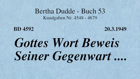 BD 4592 - GOTTES WORT BEWEIS SEINER GEGENWART ....