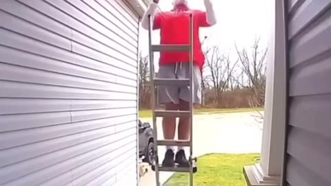 moving the ladder while still on it equals a bad time
