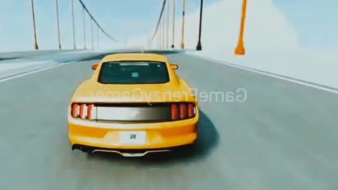 🚗 Mustang Car Epic Jump Challenge! Will It Conquer the Broken Bridge? 🌉🏆