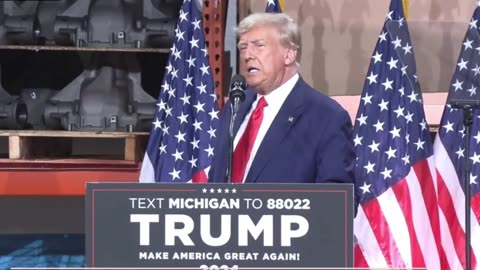 President Trump speaks with united auto workers in Clinton Township, Michigan